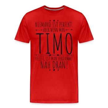 Timo perfekt - Männer Premium Bio T-Shirt - Rot - Vorne - Damien (186cm)