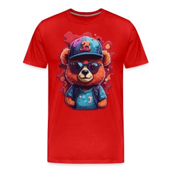 Bjorn Cool with Sunglasses and Baseball Cap - Men's Premium Organic T-Shirt - red - Front - Damien (186cm)