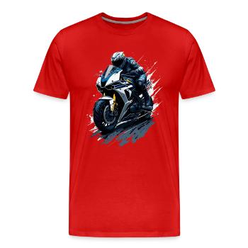 Sportmotorrad-Illustration - Männer Premium Bio T-Shirt - Rot - Vorne - Damien (186cm)
