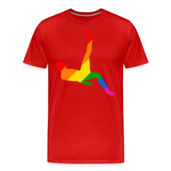 Rainbow Soccer Player - Männer Premium Bio T-Shirt - Rot - Vorne - Damien (186cm)