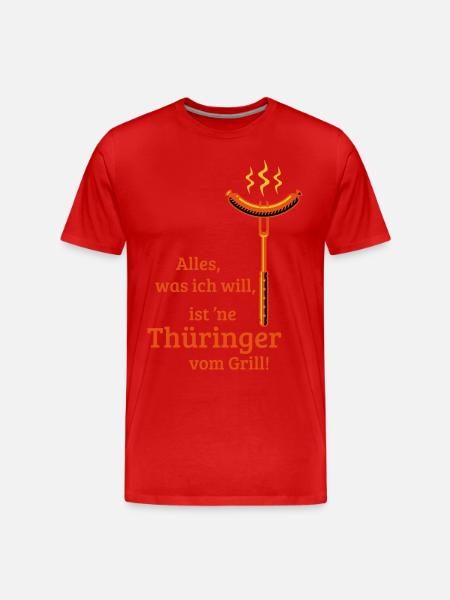 Eine Thüringer vom Grill! (3C) - Männer Premium Bio T-Shirt - Rot