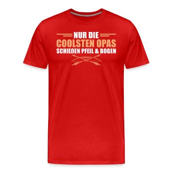 Coole Opas schießen Pfeil Bogen Vatertag - Männer Premium Bio T-Shirt - Rot - Vorne - Damien (186cm)