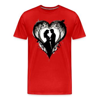 COUPLE DE LA SAINT-VALENTIN, HOMME ET FEMME AMOUREUX 2024 - T-shirt bio Premium Homme - rouge - Devant - Damien (186cm)