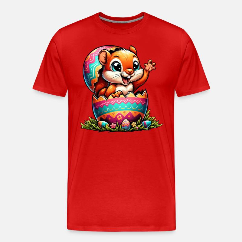 Oster-Eichhörnchen mit Osterei: Entzückendes - Männer Premium Bio T-Shirt - Rot