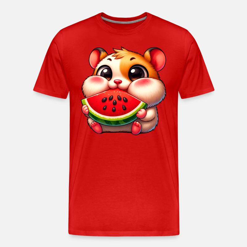 Cute Cartoon Hamster Melon - Männer Premium Bio T-Shirt - Rot