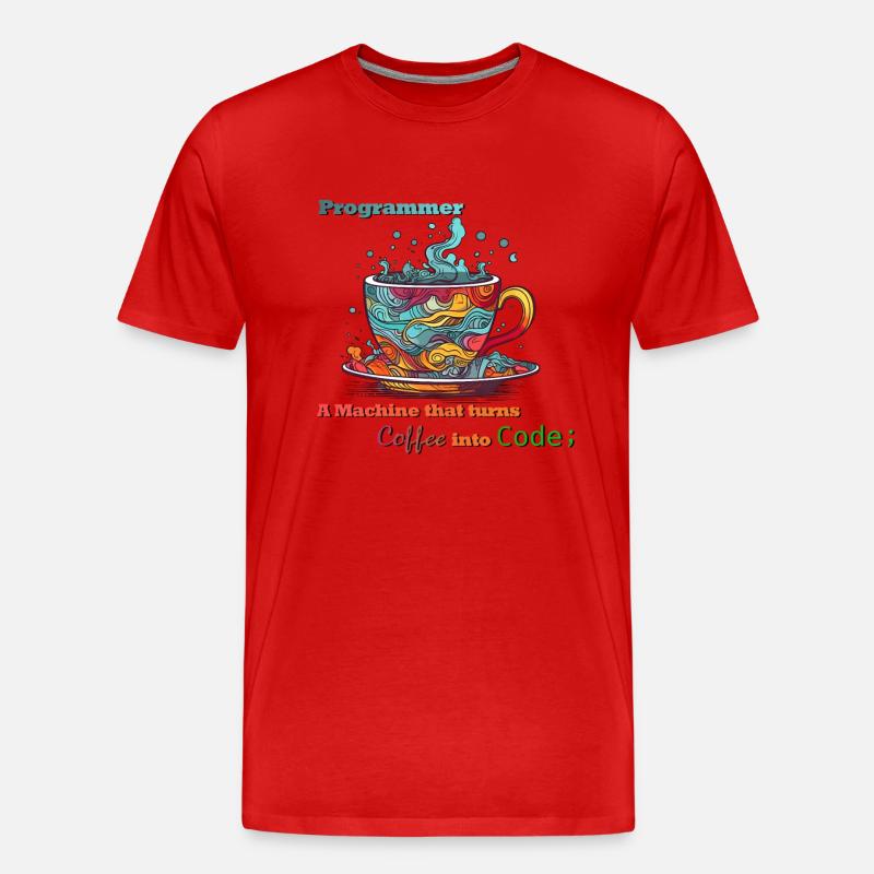 Programmer - Coffee into Code - Men's Premium Organic T-Shirt - red