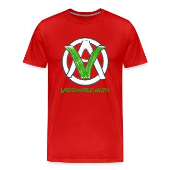 Véganarchisme - T-shirt bio Premium Homme - rouge - Devant - Damien (186cm)