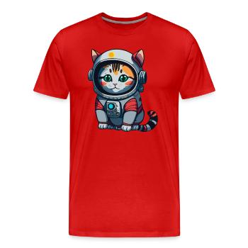 Cyberpunk Astrokatze - Männer Premium Bio T-Shirt - Rot - Vorne - Damien (186cm)