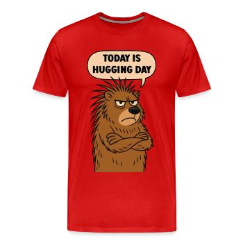Porcupine: Today is Hug Day - Men's Premium Organic T-Shirt - red - Front - Damien (186cm)