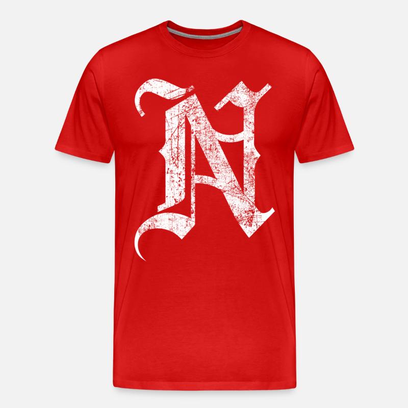 Tshirt alphabet initial N - T-shirt bio Premium Homme - rouge