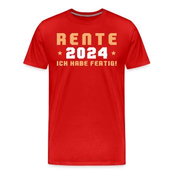 Rente 2024 Ich habe fertig Ruhestand Pension - Männer Premium Bio T-Shirt - Rot - Vorne - Damien (186cm)
