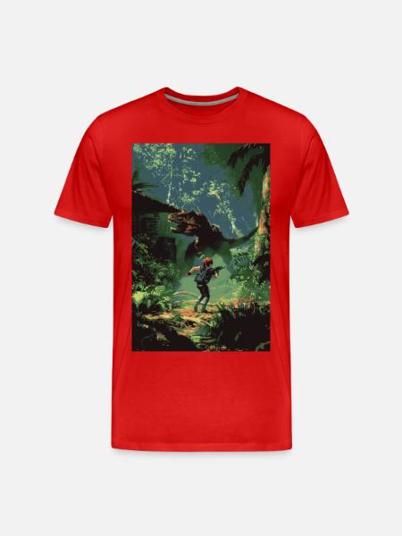 Dino Disaster - Men's Premium Organic T-Shirt - red