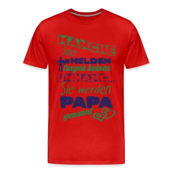 Superhelden werden Papa genannt - Männer Premium Bio T-Shirt - Rot - Vorne - Damien (186cm)