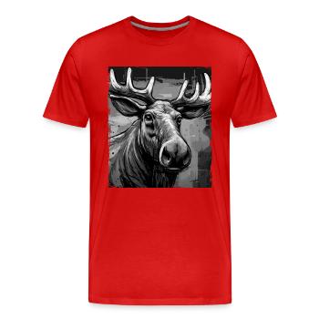 Portrait d’orignal - T-shirt bio Premium Homme - rouge - Devant - Damien (186cm)