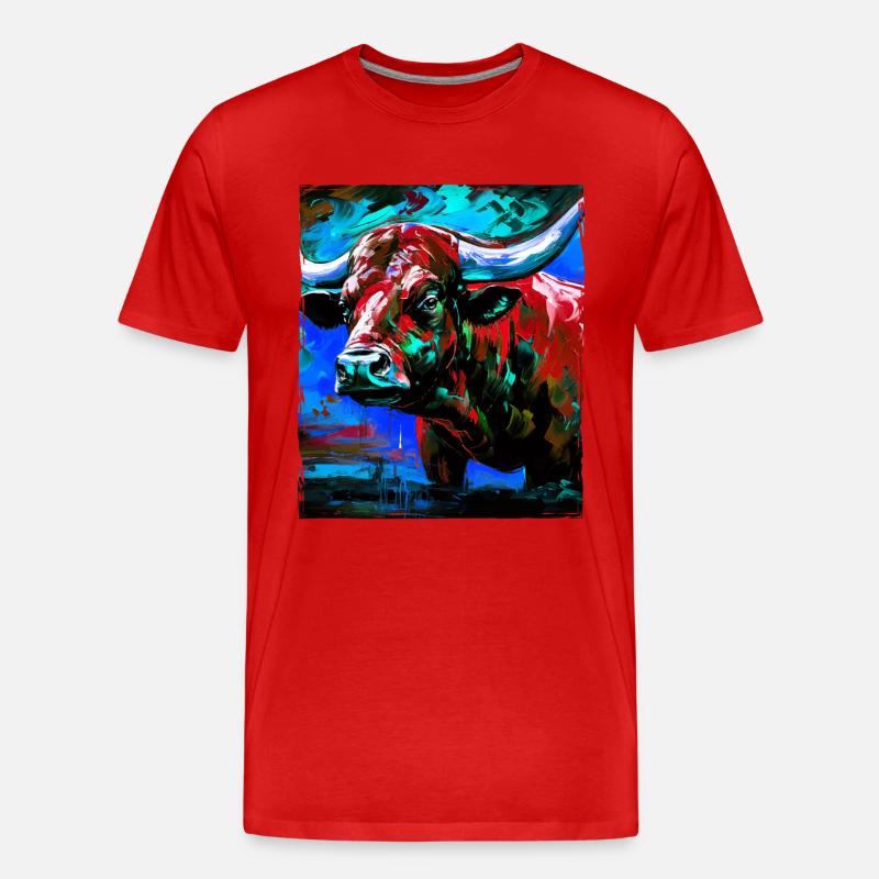 Bulle Porträt Taurus - Männer Premium Bio T-Shirt - Rot