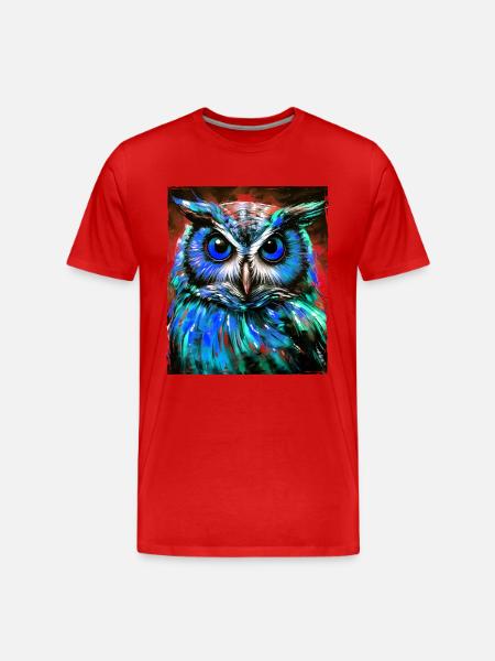 Owl Portrait - Men's Premium Organic T-Shirt - red