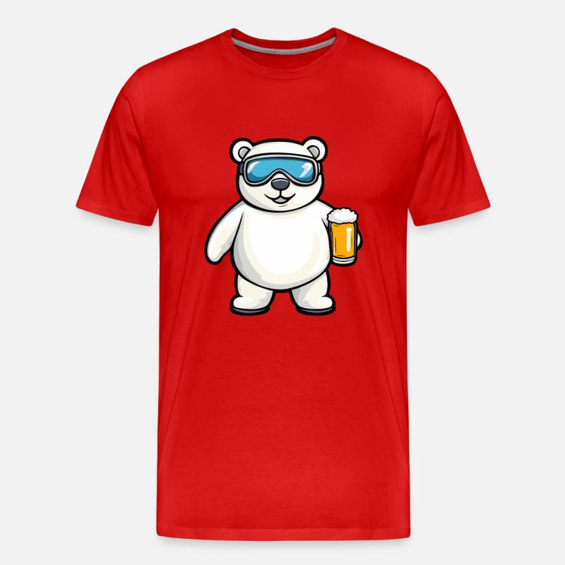 Eisbär Apres Ski Bier Comic - Männer Premium Bio T-Shirt - Rot