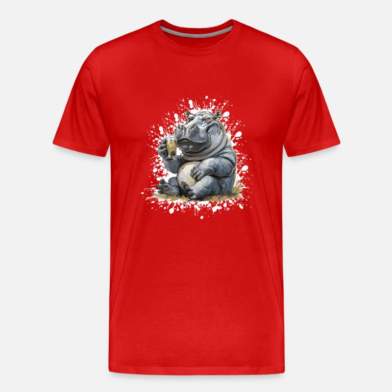 Nilpferd Bier Lustig - Männer Premium Bio T-Shirt - Rot