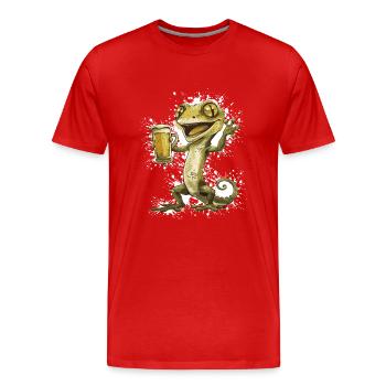 Echse Bier Lustig - Männer Premium Bio T-Shirt - Rot - Vorne - Damien (186cm)