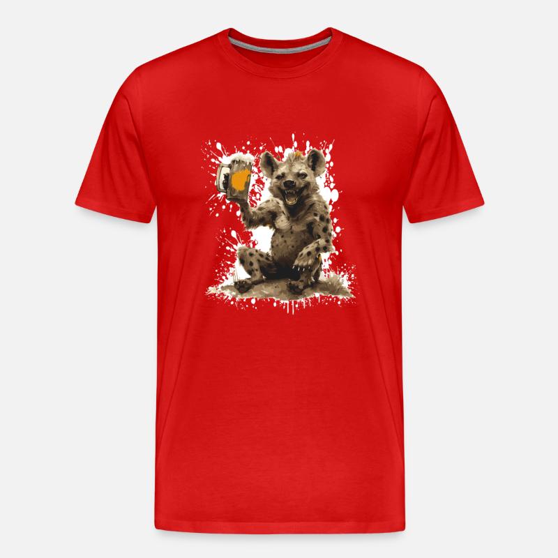 Hyäne Bier Lustig - Männer Premium Bio T-Shirt - Rot