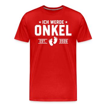 Schwangerschaft verkünden - Ich werde Onkel 2026 - Männer Premium Bio T-Shirt - Rot - Vorne - Damien (186cm)