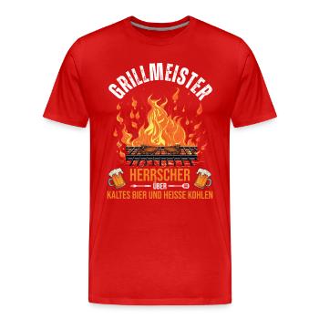 Grillmeister BBQ Barbecue Grill Chef Holzkohle - Männer Premium Bio T-Shirt - Rot - Vorne - Damien (186cm)