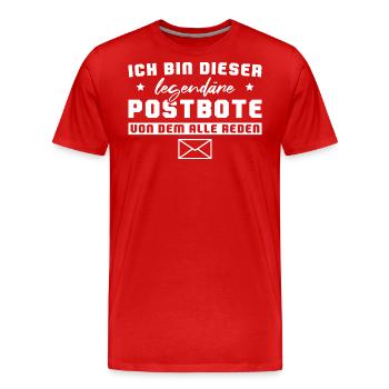 Zusteller Legendärer Postbote - Männer Premium Bio T-Shirt - Rot - Vorne - Damien (186cm)