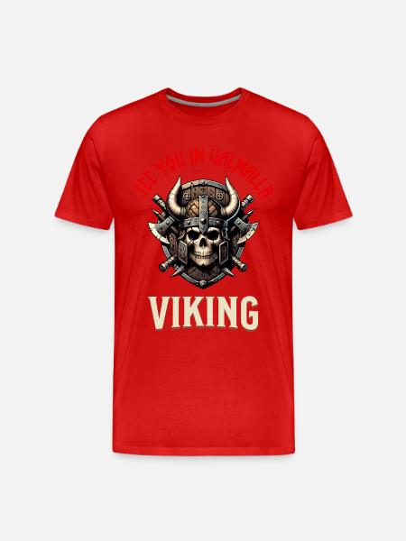Valhalla Wikinger T-Shirt - Männer Premium Bio T-Shirt - Rot