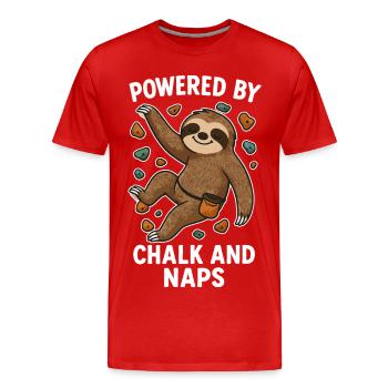 Chemise de bloc drôle – Paresseux avec craie - T-shirt bio Premium Homme - rouge - Devant - Damien (186cm)