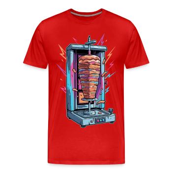 Neon Kebab Skewer Machine - Men's Premium Organic T-Shirt - red - Front - Damien (186cm)