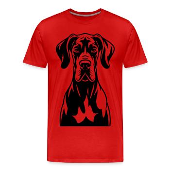 Dogue allemand frontal - T-shirt bio Premium Homme - rouge - Devant - Damien (186cm)