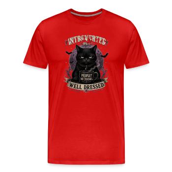 Introverted But Well Dressed Cat - Männer Premium Bio T-Shirt - Rot - Vorne - Damien (186cm)
