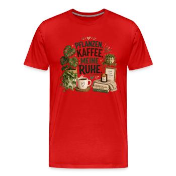 Plants - Coffee - Tranquility - Men's Premium Organic T-Shirt - red - Front - Damien (186cm)