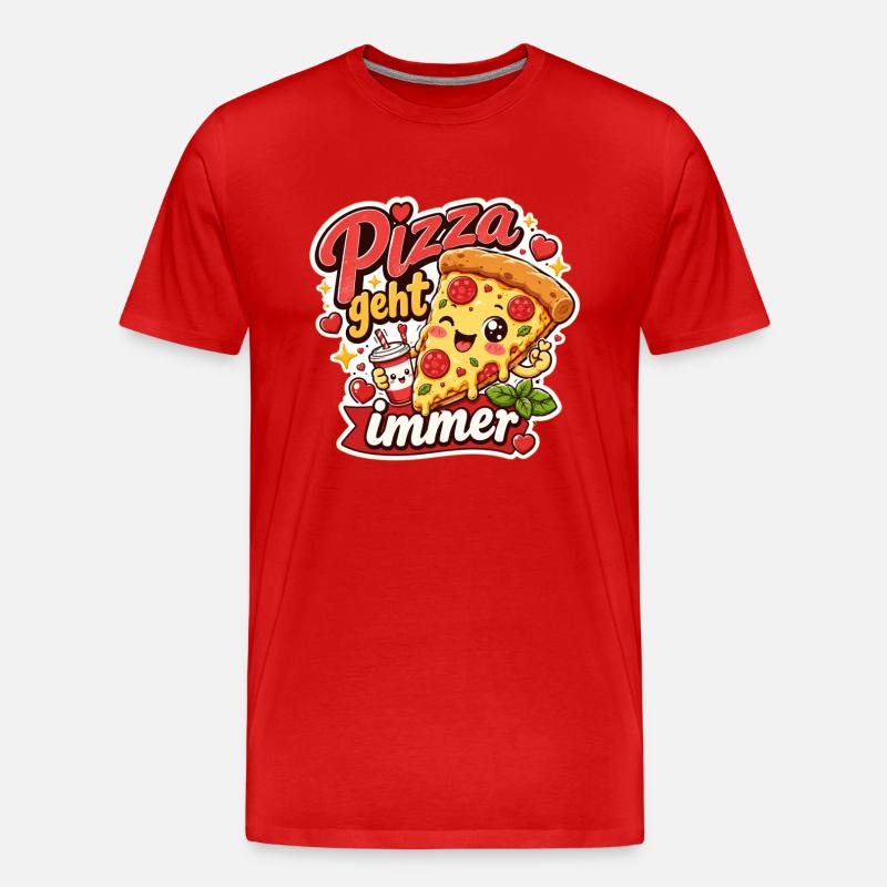 Pizza geht immer - Männer Premium Bio T-Shirt - Rot