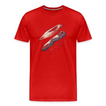 Formes géométriques de lames - T-shirt bio Premium Homme - rouge - Devant - Damien (186cm)