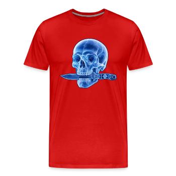 Dague du Crâne Bleu - T-shirt bio Premium Homme - rouge - Devant - Damien (186cm)