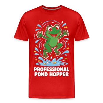 Grenouille professionnelle de sauteur d’étang - T-shirt bio Premium Homme - rouge - Devant - Damien (186cm)