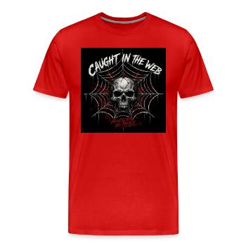 Pris dans la toile du crâne - T-shirt bio Premium Homme - rouge - Devant - Damien (186cm)