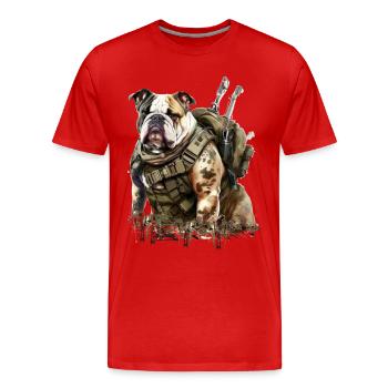 Bulldog en tant que soldat - T-shirt bio Premium Homme - rouge - Devant - Damien (186cm)