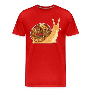 Snail Tattoo - white contour - T-shirt bio Premium Homme - rouge - Devant - Damien (186cm)