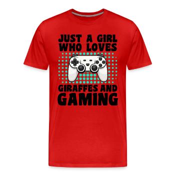 Gamer & Giraffen: Videospiele & High Barch - Männer Premium Bio T-Shirt - Rot - Vorne - Damien (186cm)