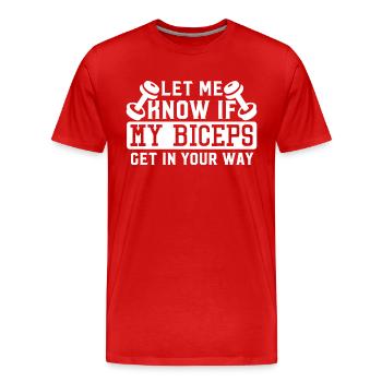 Fitness Gym - T-shirt bio Premium Homme - rouge - Devant - Damien (186cm)