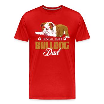 Englische Bulldoggen-Vati-T-Shirts - Männer Premium Bio T-Shirt - Rot - Vorne - Damien (186cm)