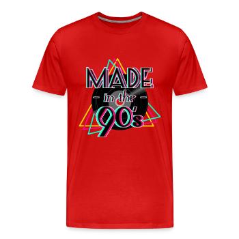 90er Jahre - Männer Premium Bio T-Shirt - Rot - Vorne - Damien (186cm)