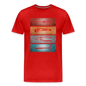 Atelier vintage et outils d’artisanat - T-shirt bio Premium Homme - rouge - Devant - Damien (186cm)