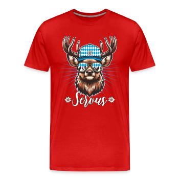 Servus Cooler Hirsch Herren Trachtenersatz Bayern - Männer Premium Bio T-Shirt - Rot - Vorne - Damien (186cm)