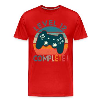 Level 12 birthday geek gift 12 years gamer - Men's Premium Organic T-Shirt - red - Front - Damien (186cm)