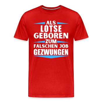 Lotse im falschen Job gelandet - Männer Premium Bio T-Shirt - Rot - Vorne - Damien (186cm)