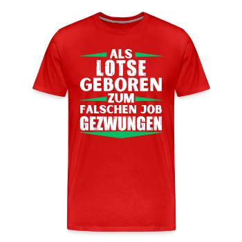 Lotse im falschen Job gelandet - Männer Premium Bio T-Shirt - Rot - Vorne - Damien (186cm)