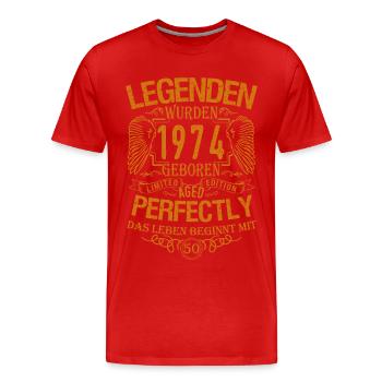 50 Geburtstag, 1974 Geboren - Männer Premium Bio T-Shirt - Rot - Vorne - Damien (186cm)